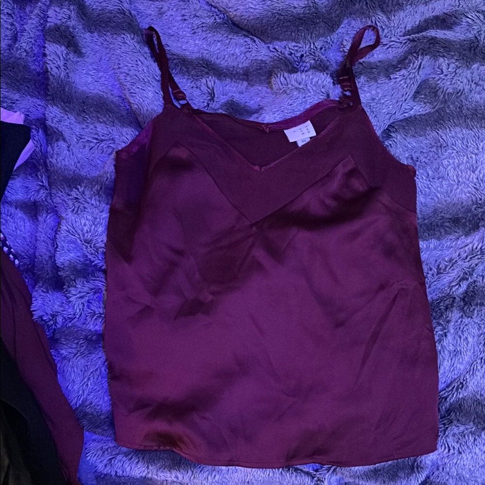 Women's Burgundy Satin Camisole Top